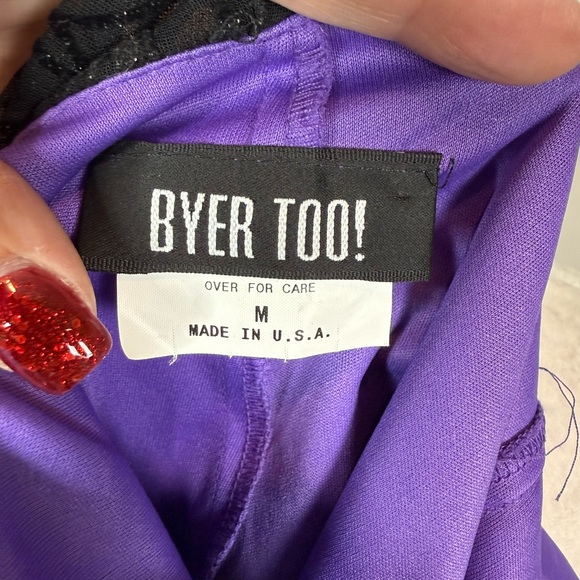 Byer Too Purple Halter Maxi Dress | Floral Burnout | Size M | USA Made - Picture 7 of 9